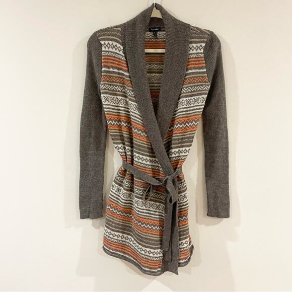 Splendid Cardigan with Belt Patterned Gray and Orange Women's Sweater size S - Picture 1 of 7